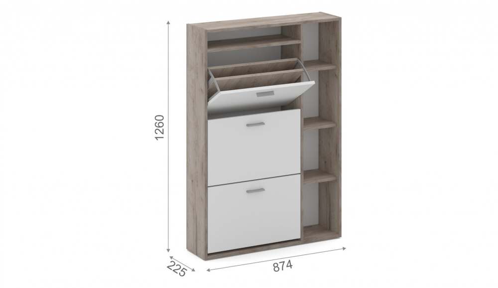 Тумба для обуви «Толедо-2» Дуб крафт серый/Белый размеры