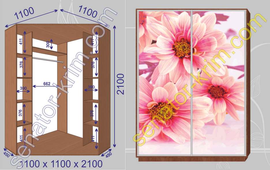 Угловой шкаф-купе «Сенатор» 2100 Фотопечать
