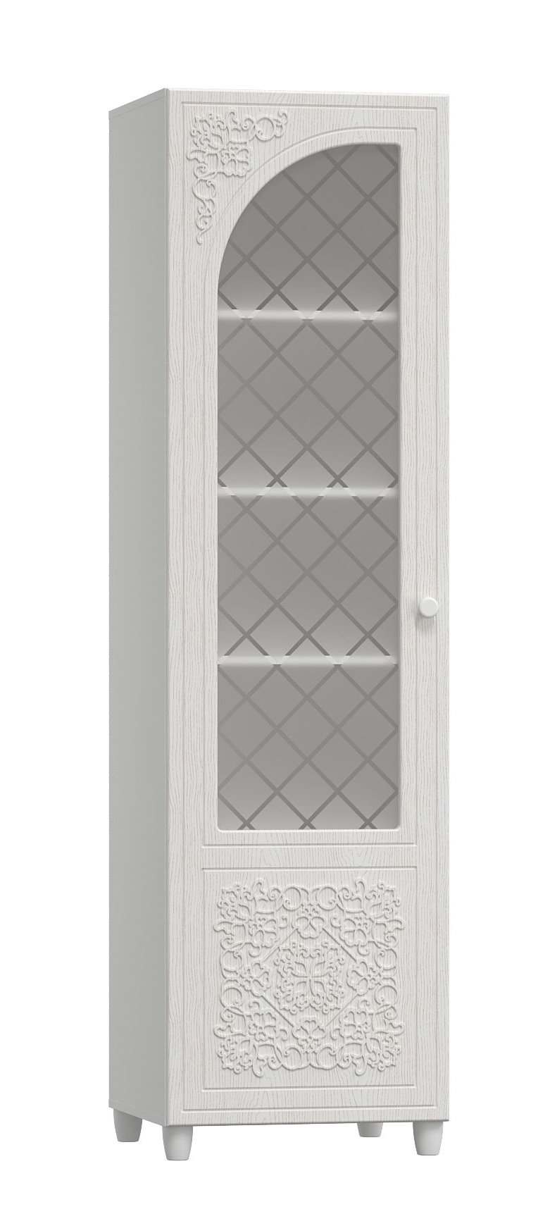 Шкаф-пенал со стеклом  «Соня Премиум» СО-13К левый Белый структурный/ясень патина